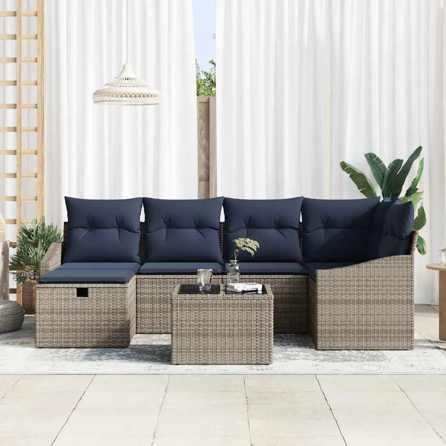 Ensemble de Canapés avec coussin 3 pcs polyrotin - 3