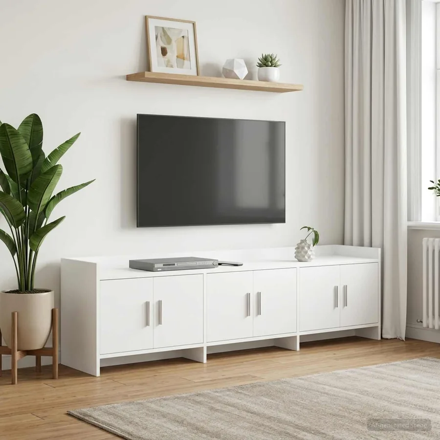 Meuble TV 168 x 33 x 47 cm Blanc Bois d'ingénierie