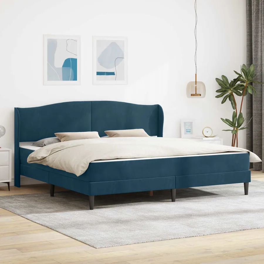 Cadre de lit avec tête de lit Bleu 200 x 200 cm Velours