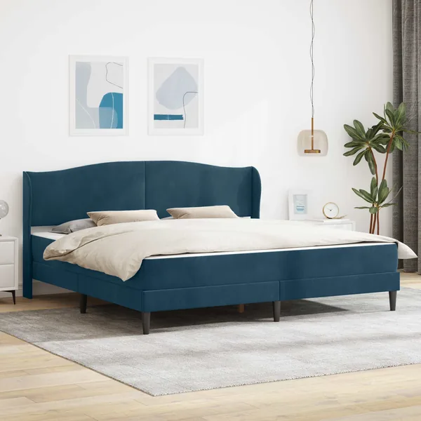 Cadre de lit avec tête de lit Bleu 200 x 200 cm Velours