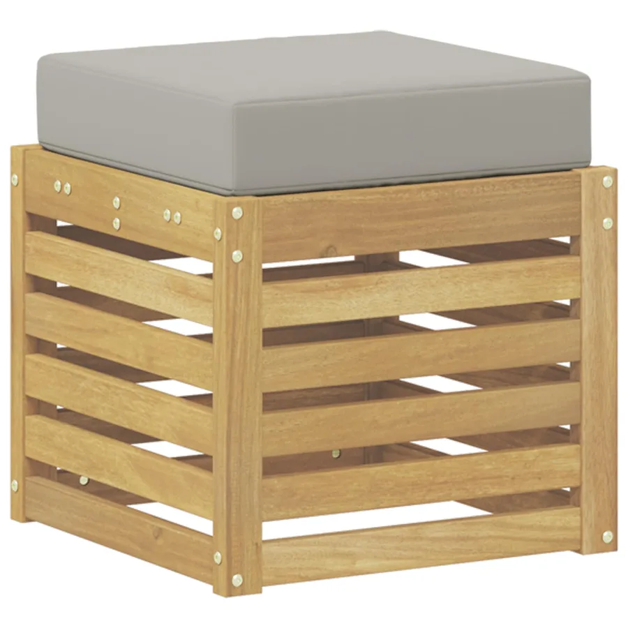Banc de Jardin Blanc 43 x 43 x 45 cm Bois d'Acacia Massif - 2