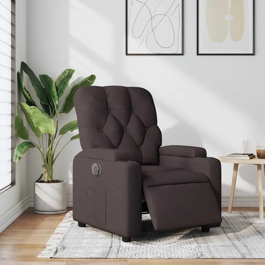 Fauteuil inclinable électrique Marron foncé Tissu - 16