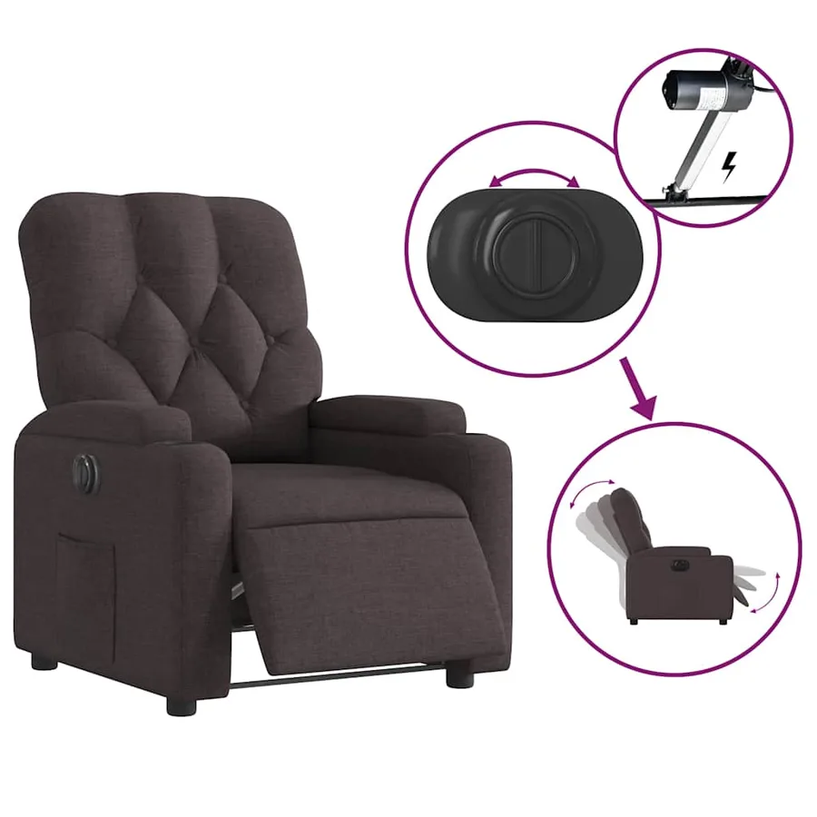 Fauteuil inclinable électrique Marron foncé Tissu - 6