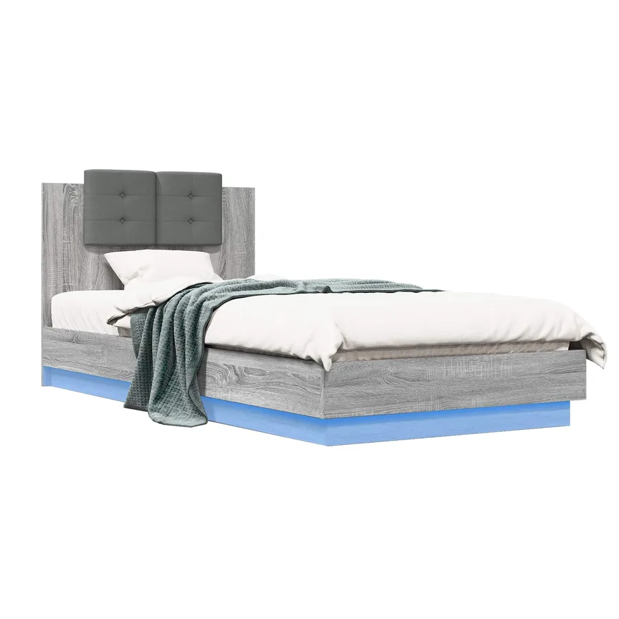 Cadre de lit avec LED Sonoma gris 80 x 200 cm Bois d'ingénierie - 2