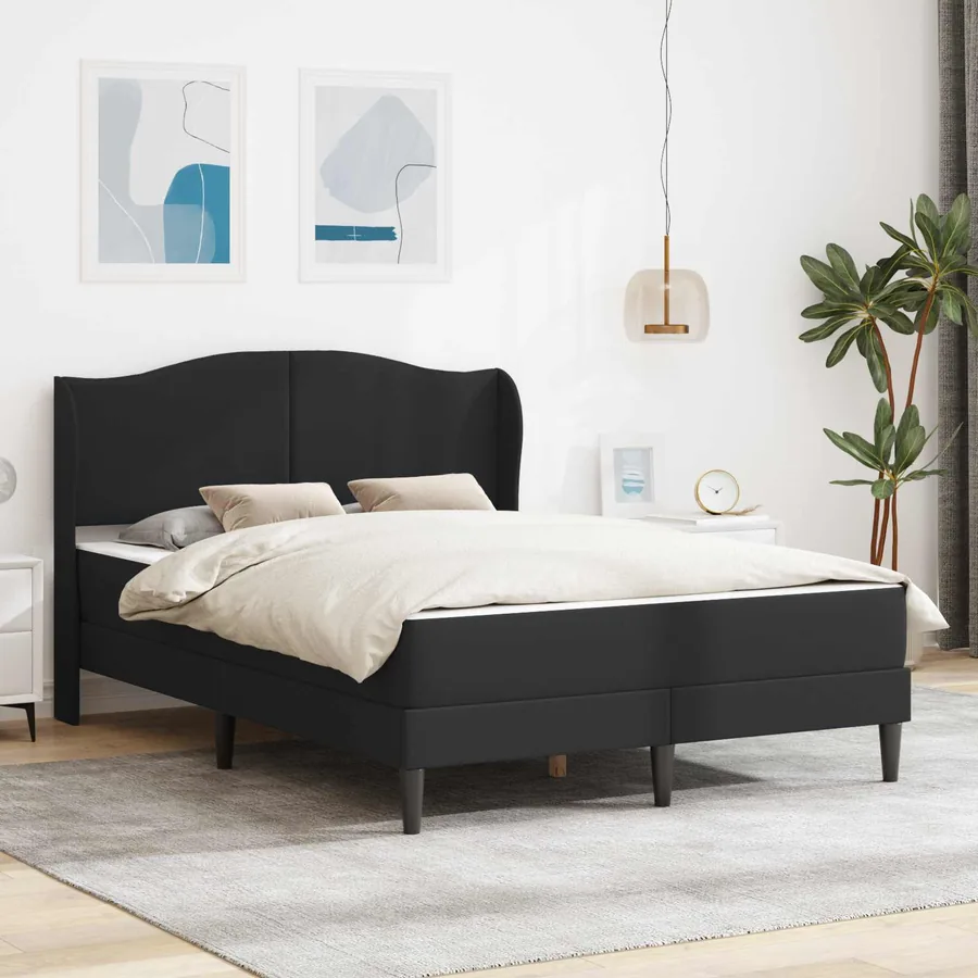 Cadre de lit avec tête de lit Noir 120 x 200 cm Simili cuir