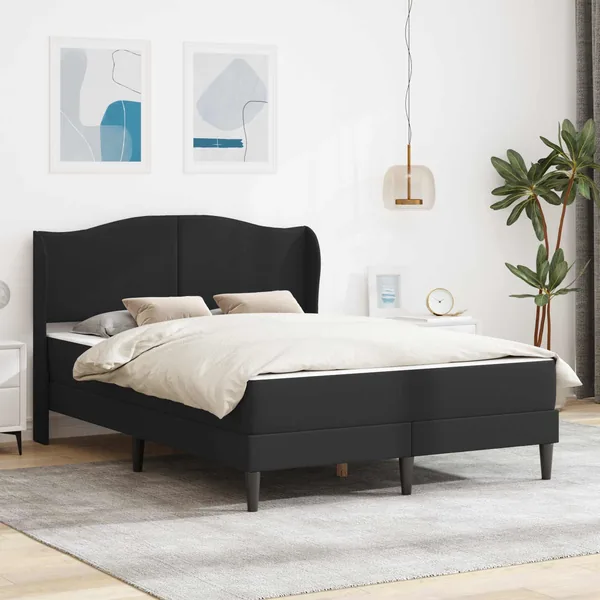 Cadre de lit avec tête de lit Noir 120 x 200 cm Simili cuir