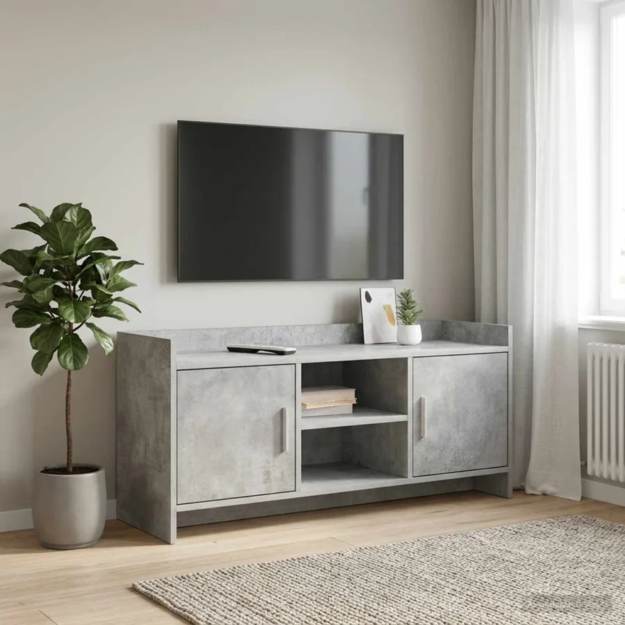 Meuble TV 102 x 33 x 47 cm Gris béton Bois d'ingénierie