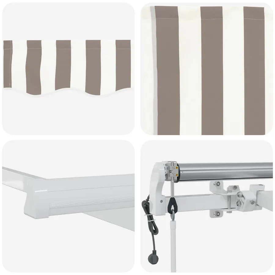 Auvent rétractable Gris clair et blanc 400 × 300 cm Polyester - 6
