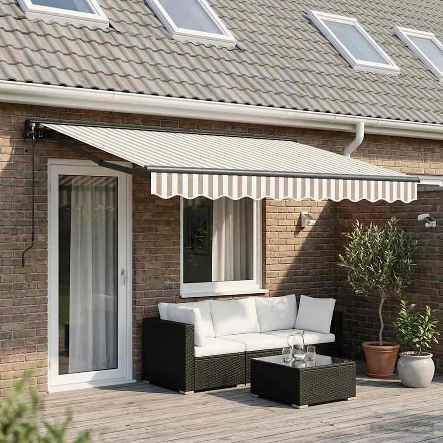 Auvent rétractable électrique Gris clair et blanc 4 × 3 m - 3
