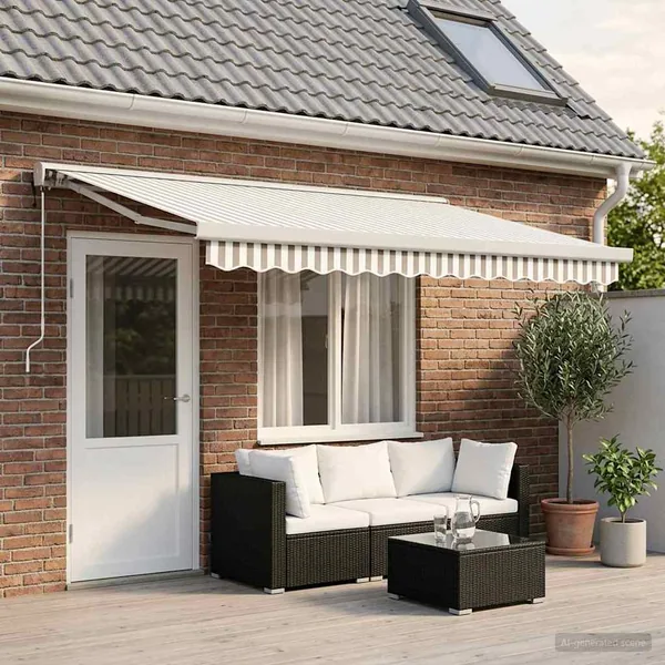 Auvent rétractable Gris clair et blanc 400 × 300 cm