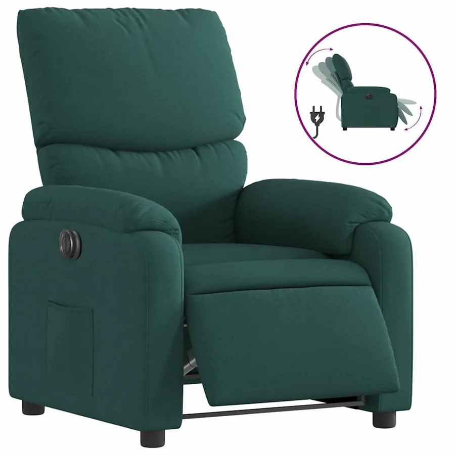 Fauteuil inclinable électrique Vert foncé Tissu - 2