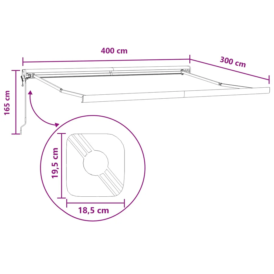 Auvent rétractable Gris clair et blanc 400 × 300 cm - 8