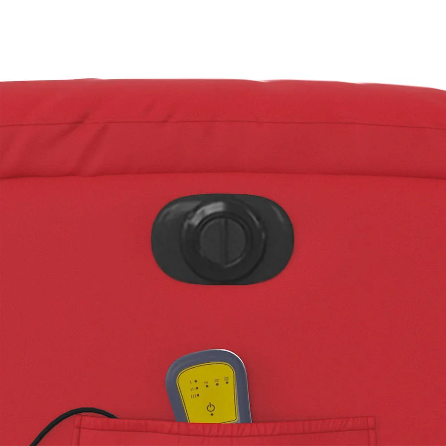 Fauteuil de massage inclinable électrique rouge similicuir - 12