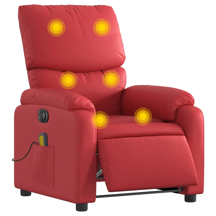 Fauteuil de massage inclinable électrique rouge similicuir - 3