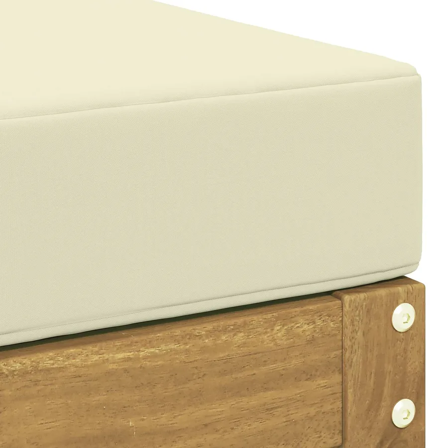 Banc de Jardin Blanc 43 x 43 x 45 cm Bois d'Acacia Massif - 5