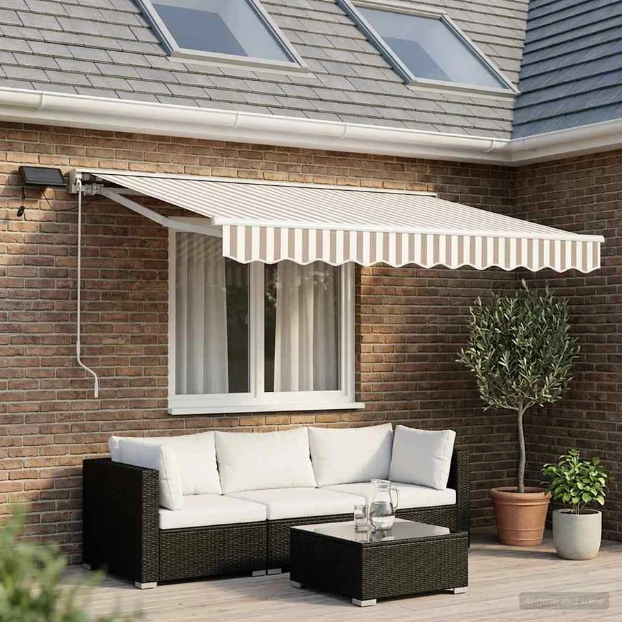 Cadre de store manuel avec LEDs Gris clair et blanc 2,5 x 2 m