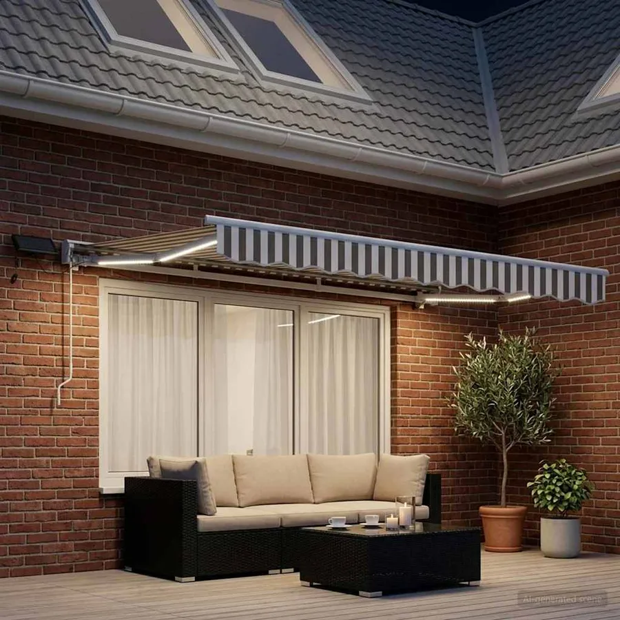 Cadre de store manuel avec LEDs Gris clair et blanc 2,5 x 2 m - 3