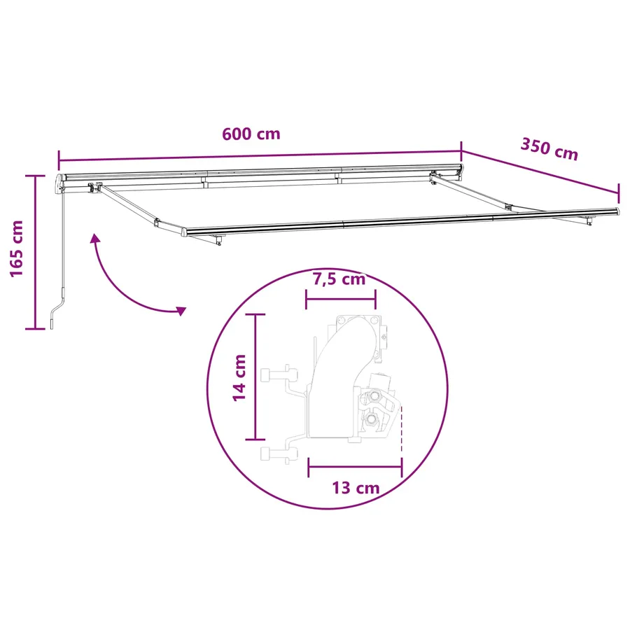 Auvent rétractable Sable 600 × 350 cm Polyester et Aluminium - 7