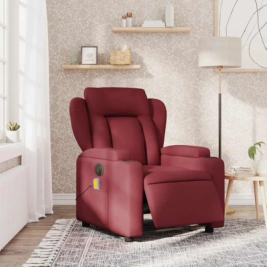 Fauteuil de massage inclinable électrique Rouge bordeaux Tissu - 15