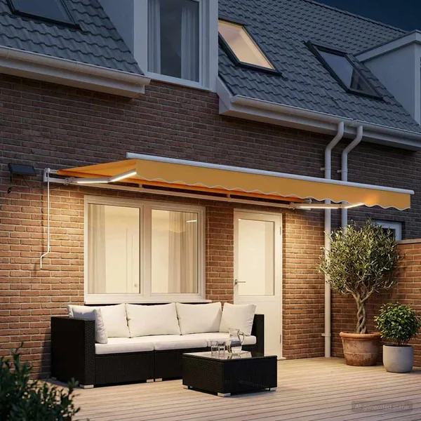 Auvent rétractable Sable 600 × 350 cm Tissu et Aluminium