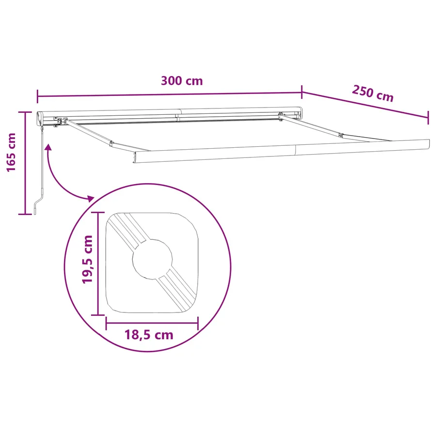 Auvent rétractable Sable 300 x 250 cm Toile et Aluminium - 7