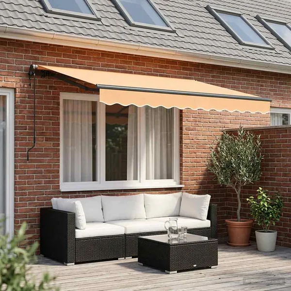 Auvent rétractable Sable 300 x 250 cm Tissu et Aluminium
