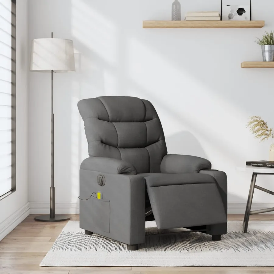 Fauteuil inclinable de massage électrique gris foncé tissu - 16