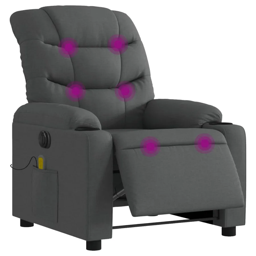 Fauteuil inclinable de massage électrique gris foncé tissu - 3