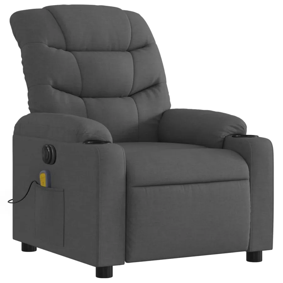 Fauteuil inclinable de massage électrique gris foncé tissu - 4