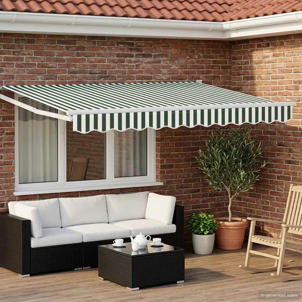 Auvent rétractable électrique Vert et blanc 3 x 2 m