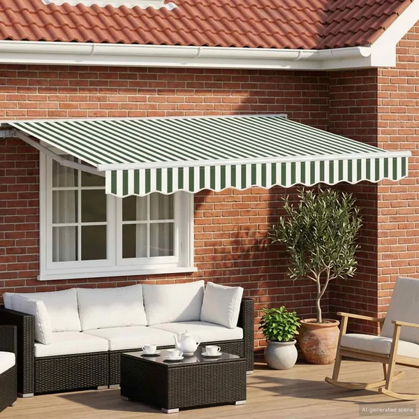 Auvent rétractable électrique Vert et blanc 2,5 x 2 m