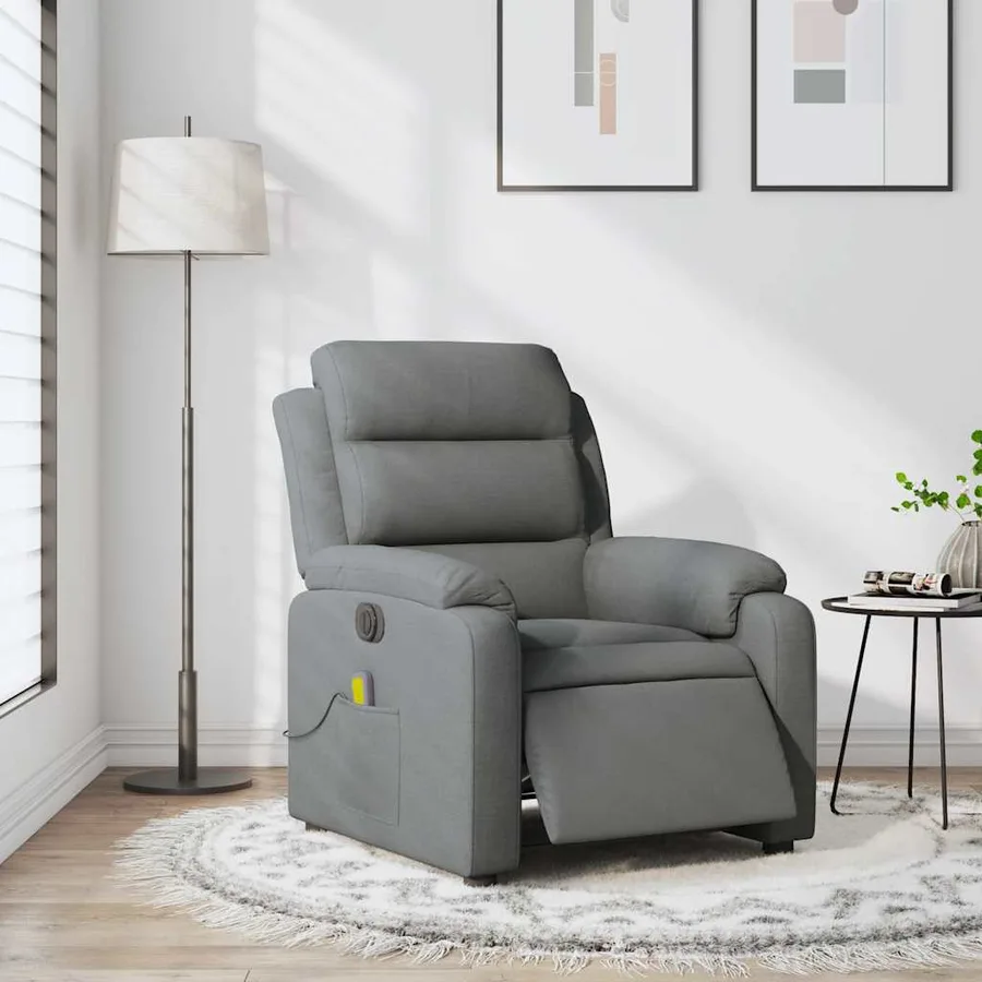 Fauteuil inclinable de massage électrique gris foncé tissu - 15