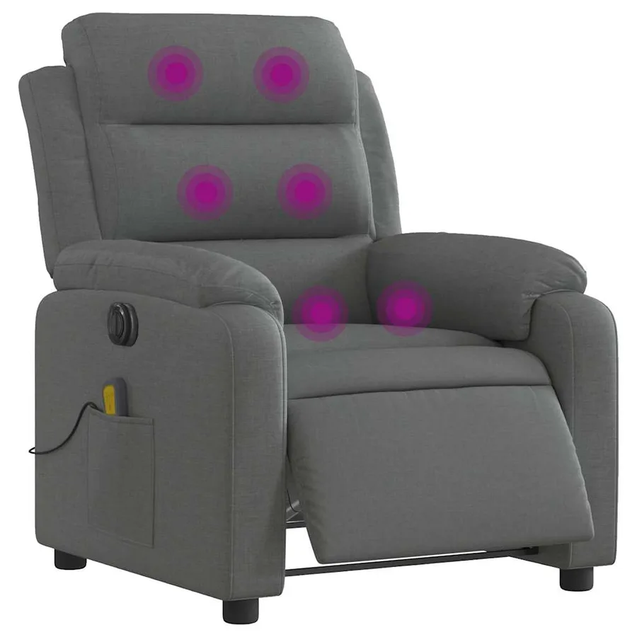 Fauteuil inclinable de massage électrique gris foncé tissu - 3