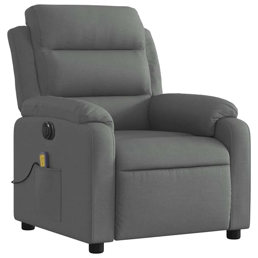 Fauteuil inclinable de massage électrique gris foncé tissu - 4