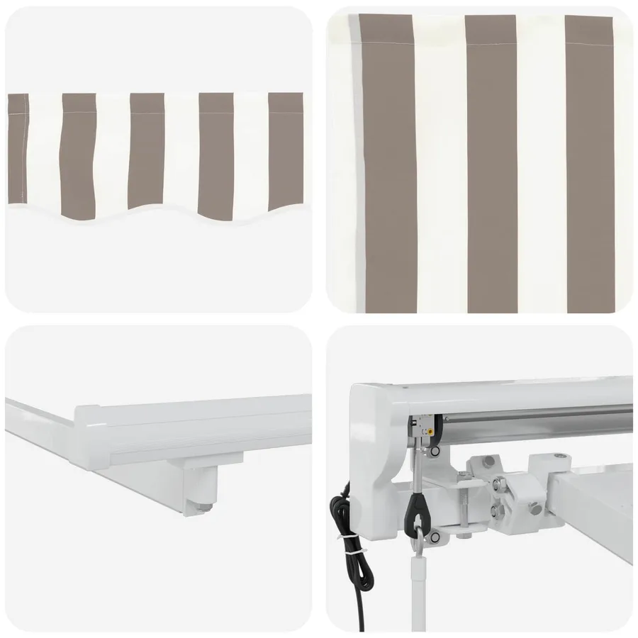 Auvent rétractable électrique Gris clair et blanc 3,5 x 2 m - 6