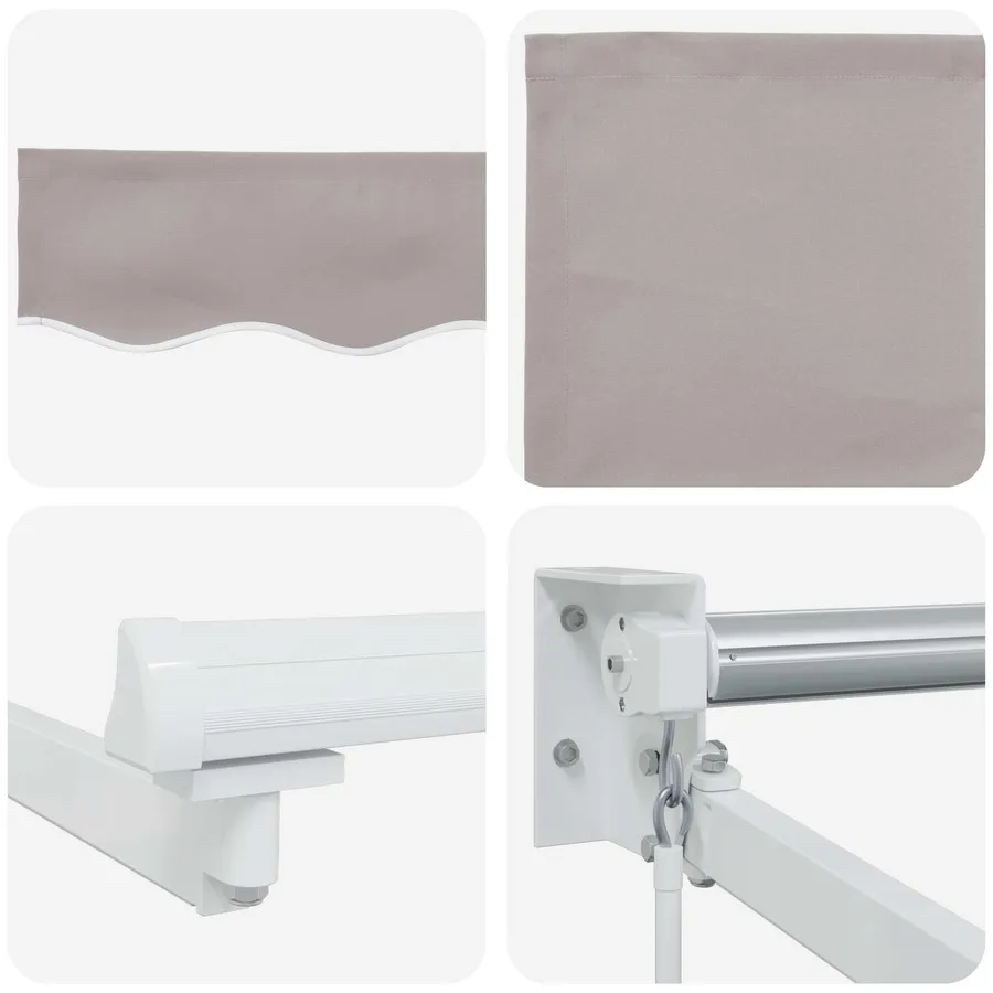 Store rétractable manuel avec LEDs Gris clair et blanc 3 x 2 m - 9