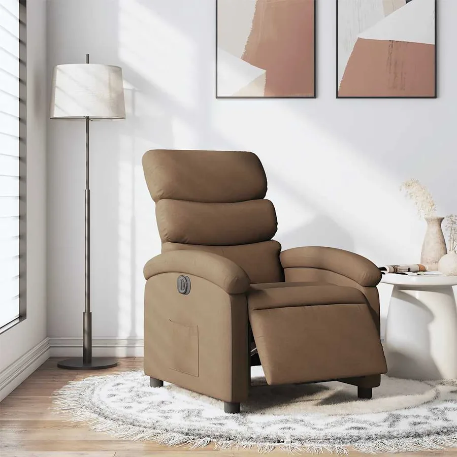 Fauteuil inclinable électrique Marron Tissu - 16