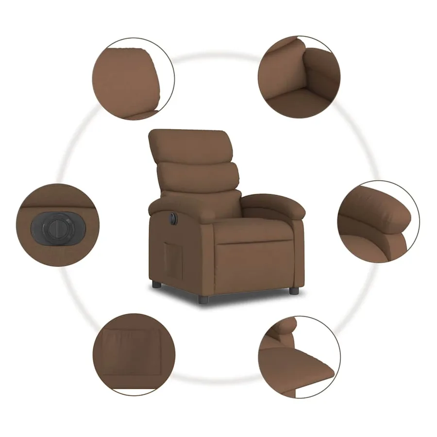 Fauteuil inclinable électrique Marron Tissu - 8