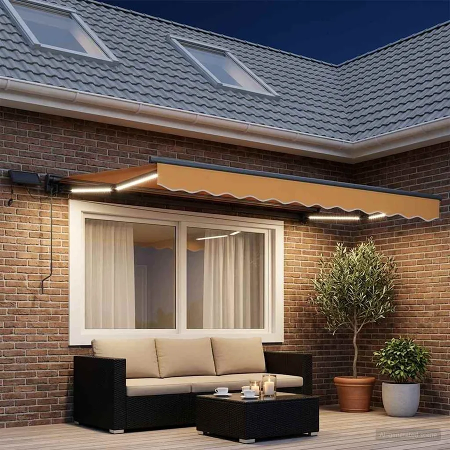 Cadre de store manuel avec LEDs Sable 3,5 x 2,5 m - 3
