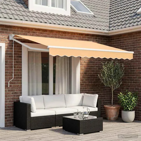 Auvent rétractable Sable 3,5 x 2,5 m Polyester et métal
