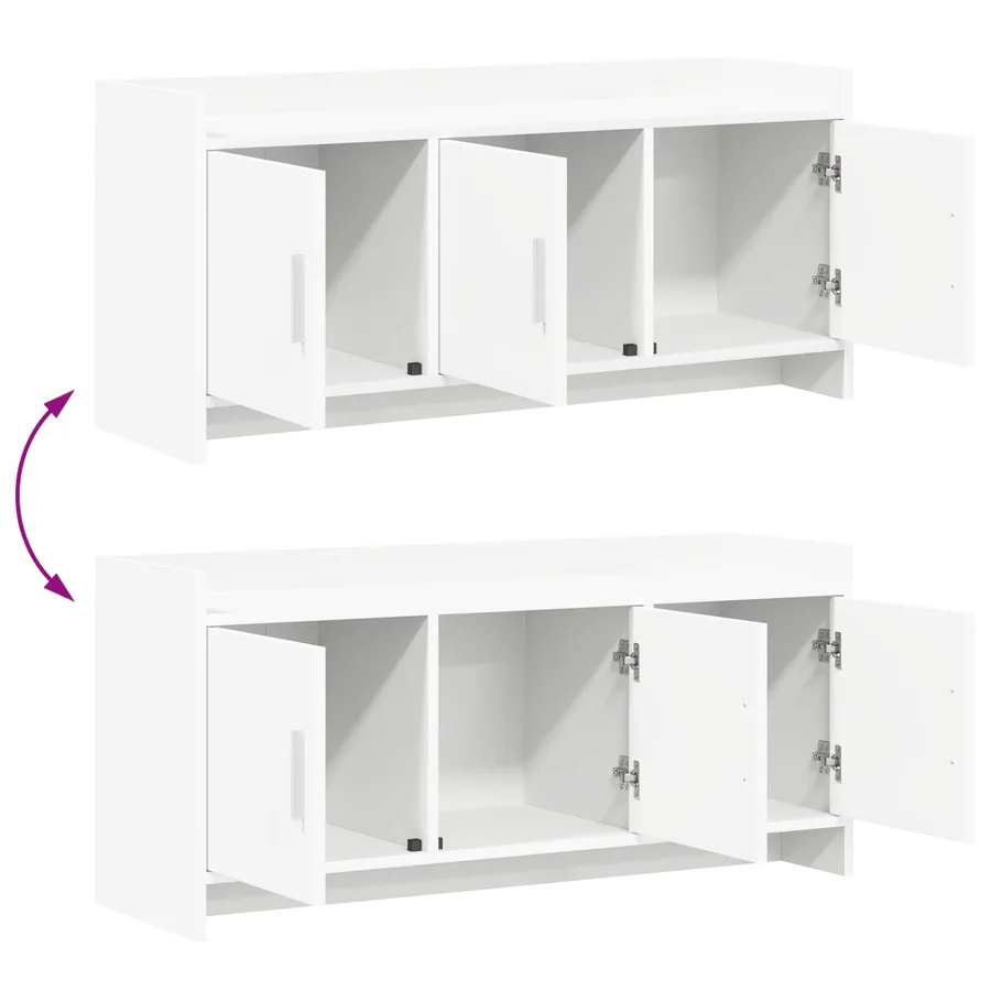 Meuble TV 102 x 33 x 47 cm Blanc Bois d'ingénierie - 9