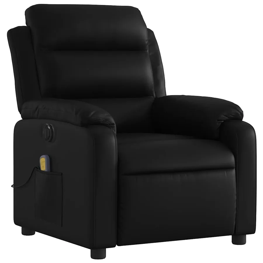 Fauteuil de massage inclinable électrique noir similicuir - 4