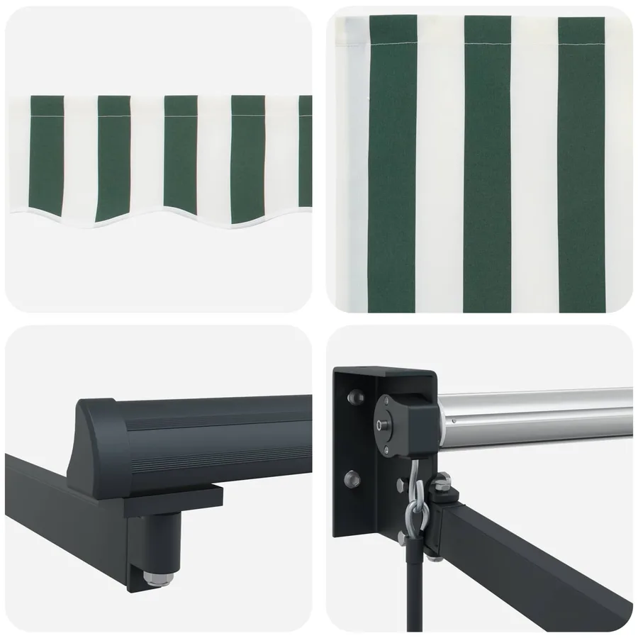 Auvent rétractable Vert et blanc 4 x 2 m - 7