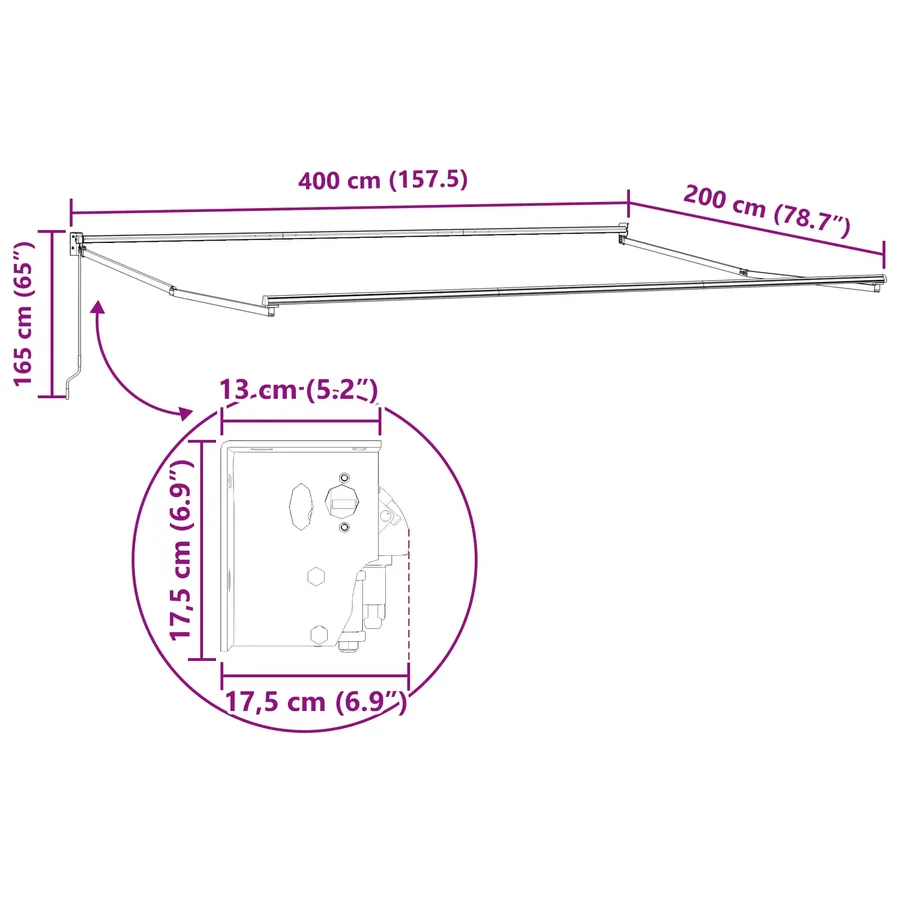 Auvent rétractable Vert et blanc 4 x 2 m - 8