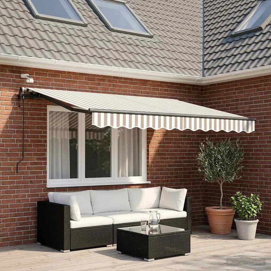 Auvent rétractable Gris clair et blanc 350 x 250 cm Polyester - 3
