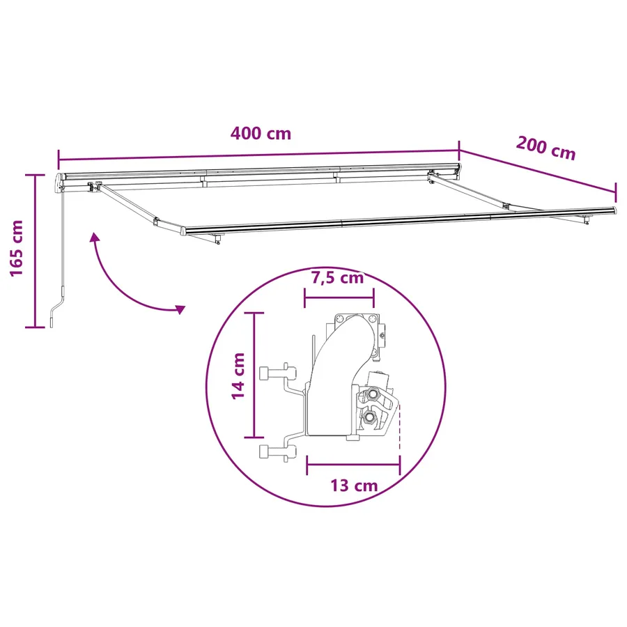 Auvent Rétractable Sable 4 x 2 m tissu - 7
