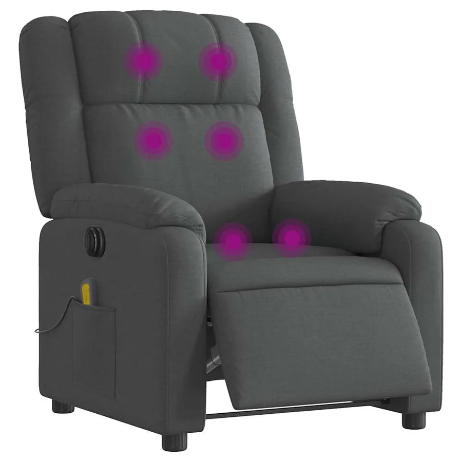 Fauteuil inclinable de massage électrique gris foncé tissu - 3