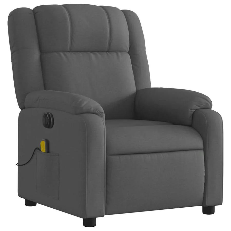 Fauteuil inclinable de massage électrique gris foncé tissu - 4