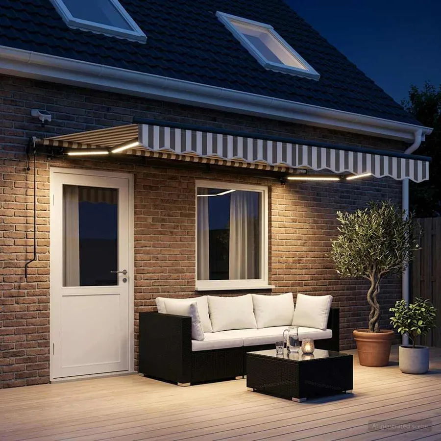Auvent rétractable Gris clair et blanc 500 × 300 cm Polyester - 3