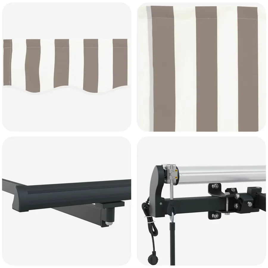 Auvent rétractable Gris clair et blanc 500 × 300 cm Polyester - 6